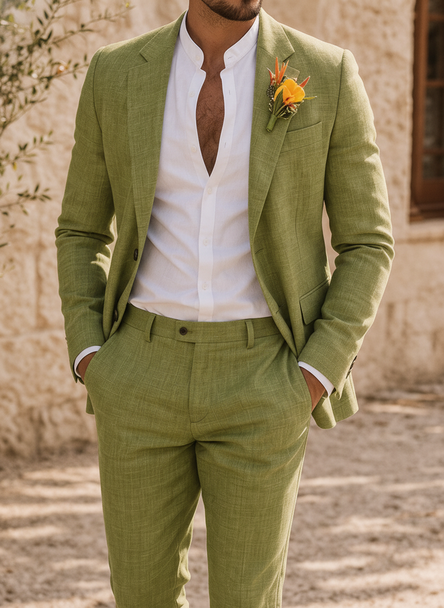 Dorian | Men Slim Fit Linen 2-Piece Wedding Guest Suit