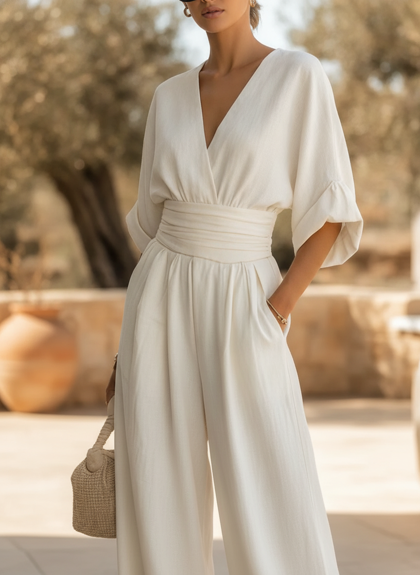 Rosalind | Women V-Neck Waist-Defined Jumpsuit