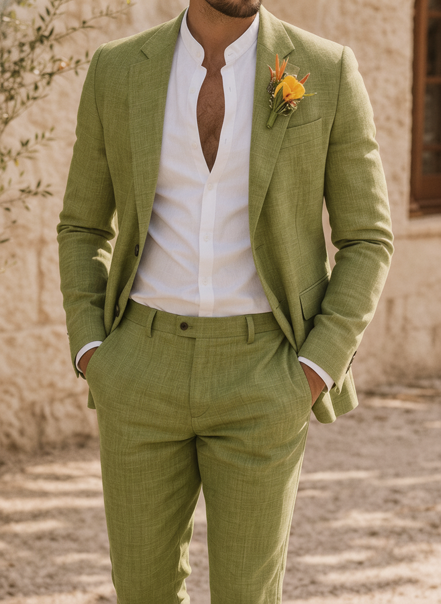 Dorian | Men Slim Fit Linen 2-Piece Wedding Guest Suit