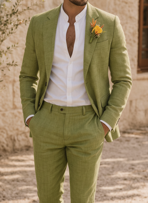 Dorian | Men Slim Fit Linen 2-Piece Wedding Guest Suit