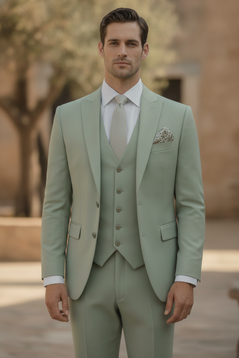 Hadrian | Men Slim Fit 3-Piece Wedding Guest Peak Lapel Suit
