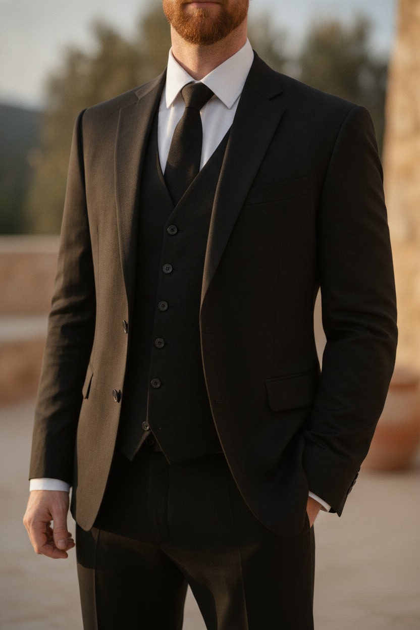 Yorick | Men Linen 3-Piece Wedding Guest Suit Blazer Waistcoat Trousers