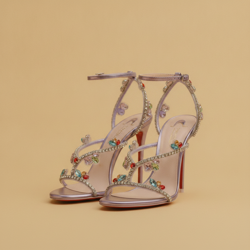 Camille | Crystal Embellished Strappy Stiletto Evening Heels