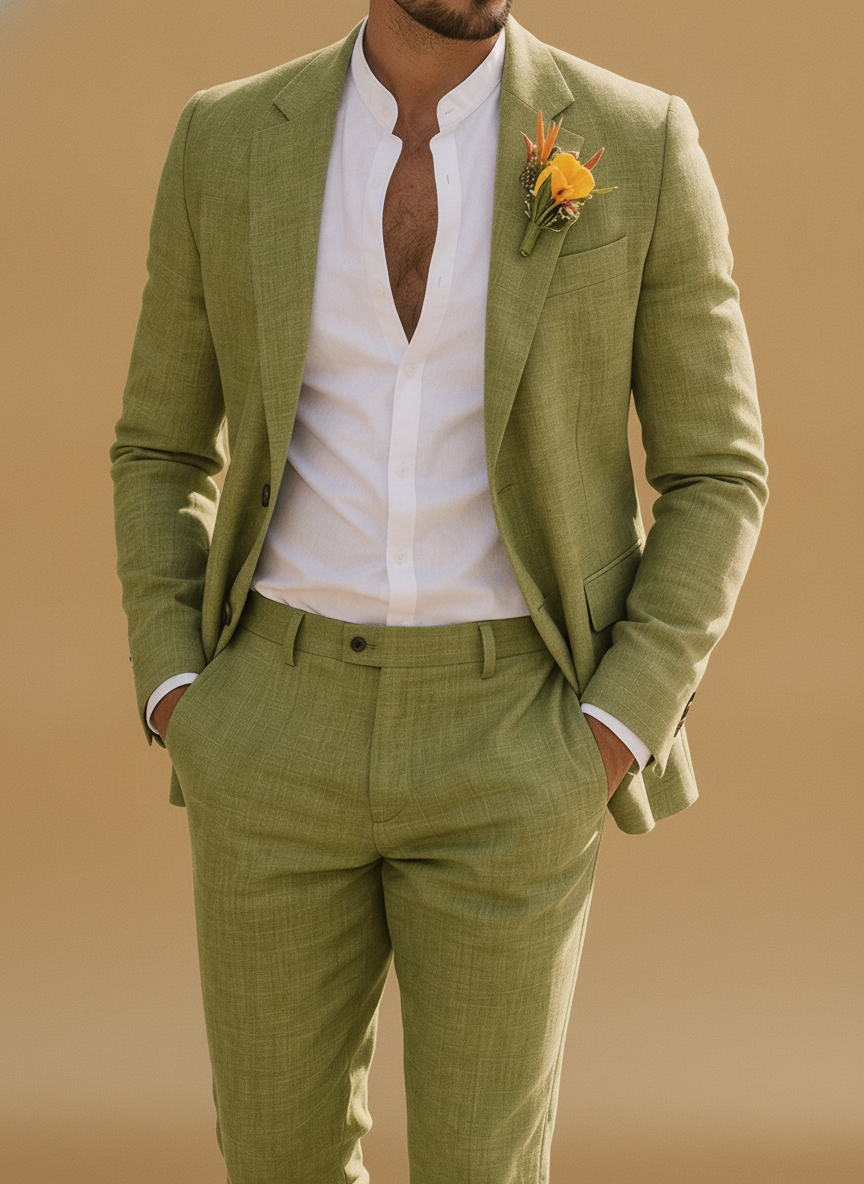 Warrick | Men Slim Fit Linen 2-Piece Wedding Guest Suit