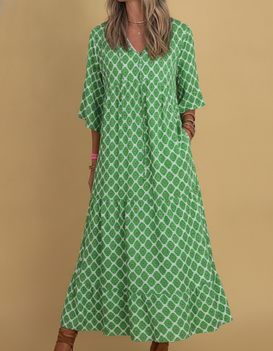 Oceane | Boho Floral Puff Sleeve Maxi Wedding Guest Dress