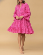 Philippa | Tiered Balloon Sleeve Embroidered Mini Dress