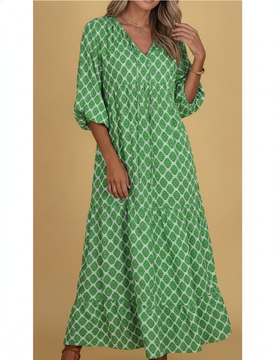 Lavinia | Floral Puff Sleeve Maxi Dress With Ruffled Hem
