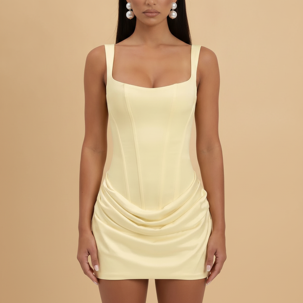 Rosanna | Long Sleeve Satin Mini Dress Evening Party Cocktail
