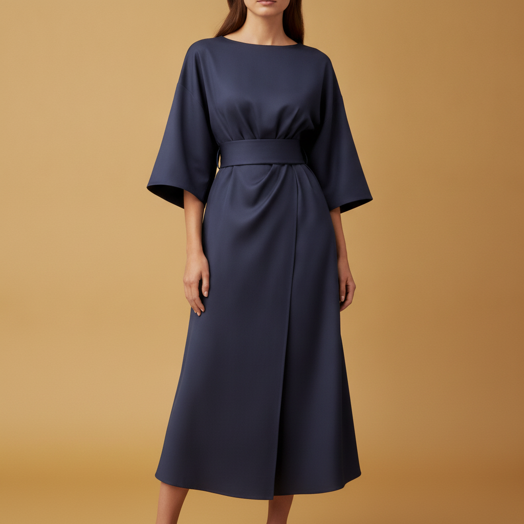 Clemence | Wrap Midi Dress With Wide Sleeves For Wedding Guests