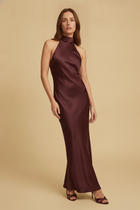 Theodora | Satin Halterneck Maxi Winter Wedding Guest Dresses
