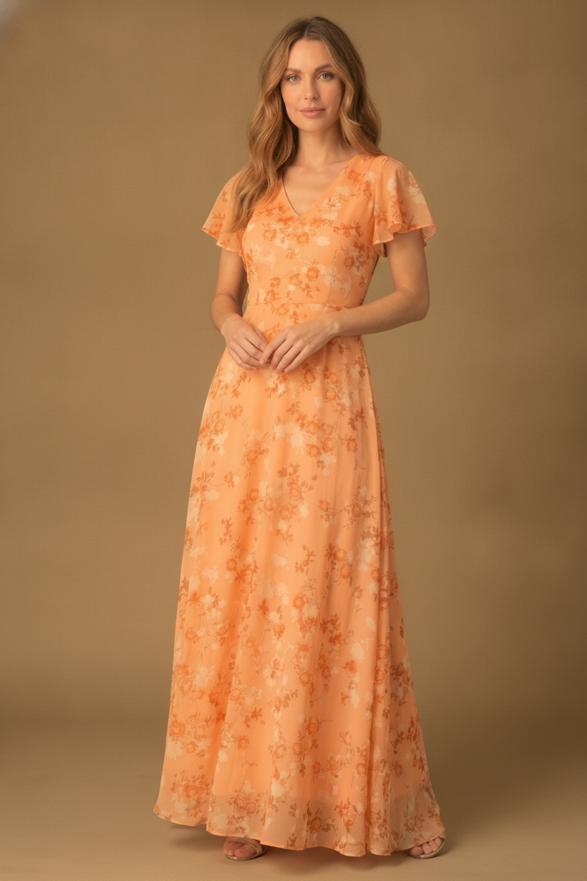 Evangeline | Floral Maxi Winter Wedding Guest Dresses