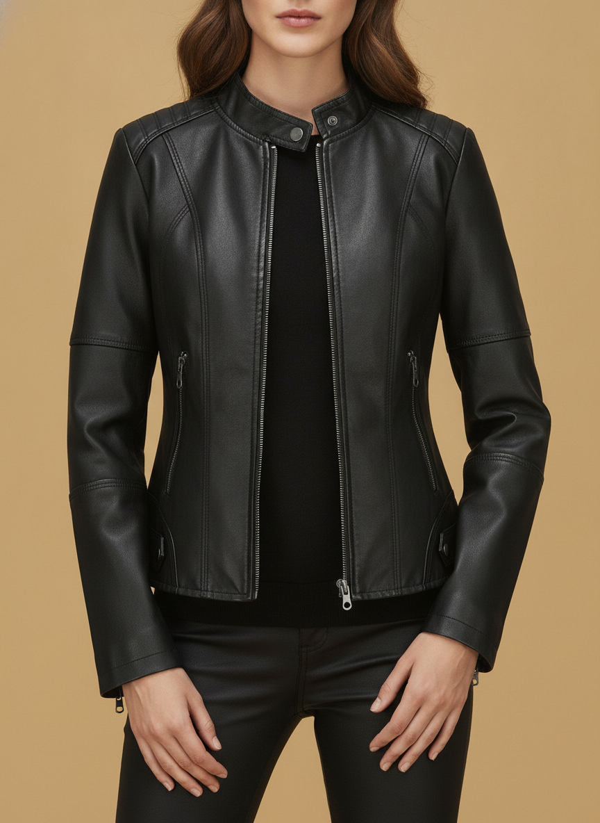 Georgiana | Women's Tailored Zip-Up Biker Leather Jacket