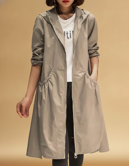 Aurelia | Women's Black Hooded Waterproof Trench Coat