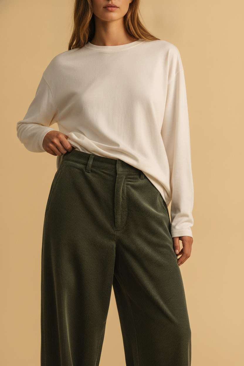Albane | Wide Leg Corduroy Trousers Relaxed Casual Weekend