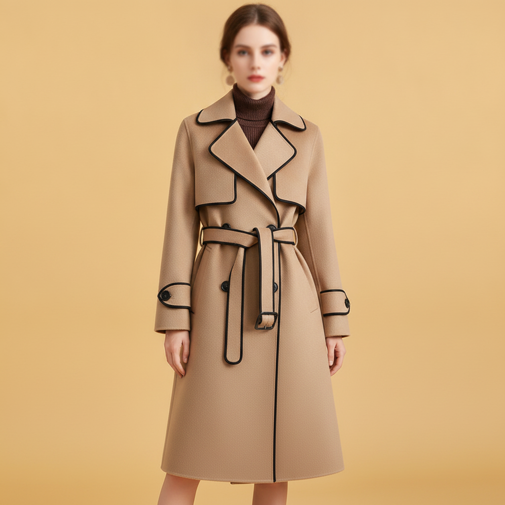 Lucinda | Double Breasted Wool Blend Trench Coat For Women