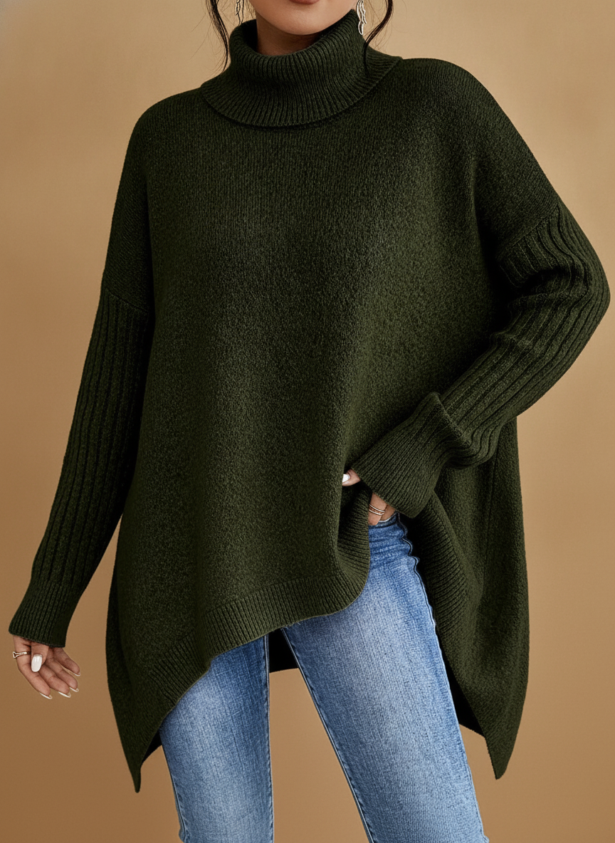 Constance | Oversized Asymmetric Turtleneck Sweater