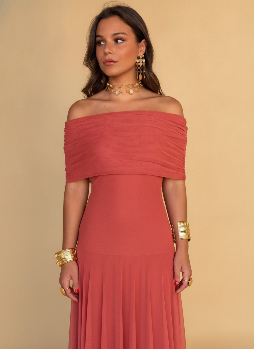 Iliana | One Shoulder Mesh Maxi Dress Wedding Guest
