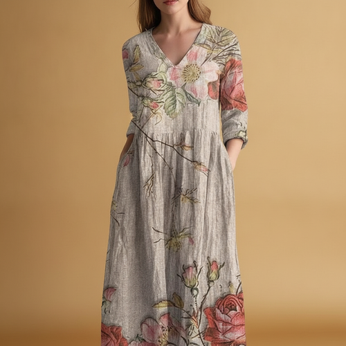 Albane | White Summer Dresses For Women V-Neck Floral Day Dress