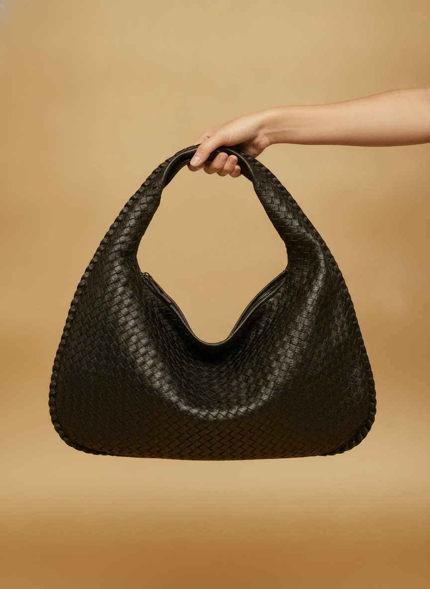Iliana | Oversized Woven Tote Bag in Handwoven Overalls Style