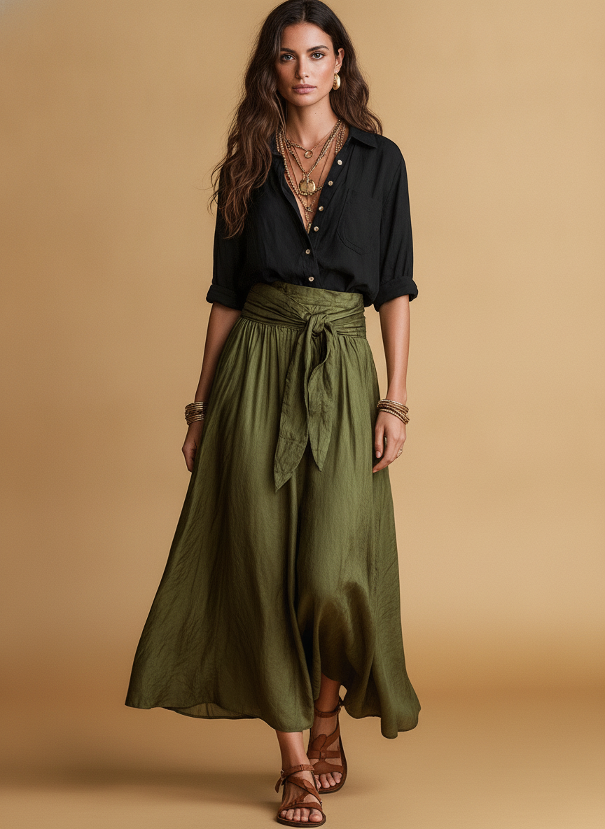 Genevieve | Bohemian Flowy Skirt Top Outfit Set