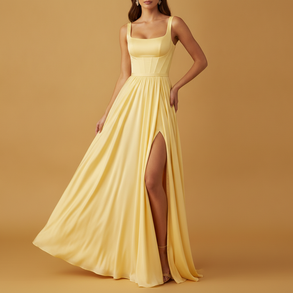 Yolanda | Satin Corset Maxi Dress Prom Evening Gown