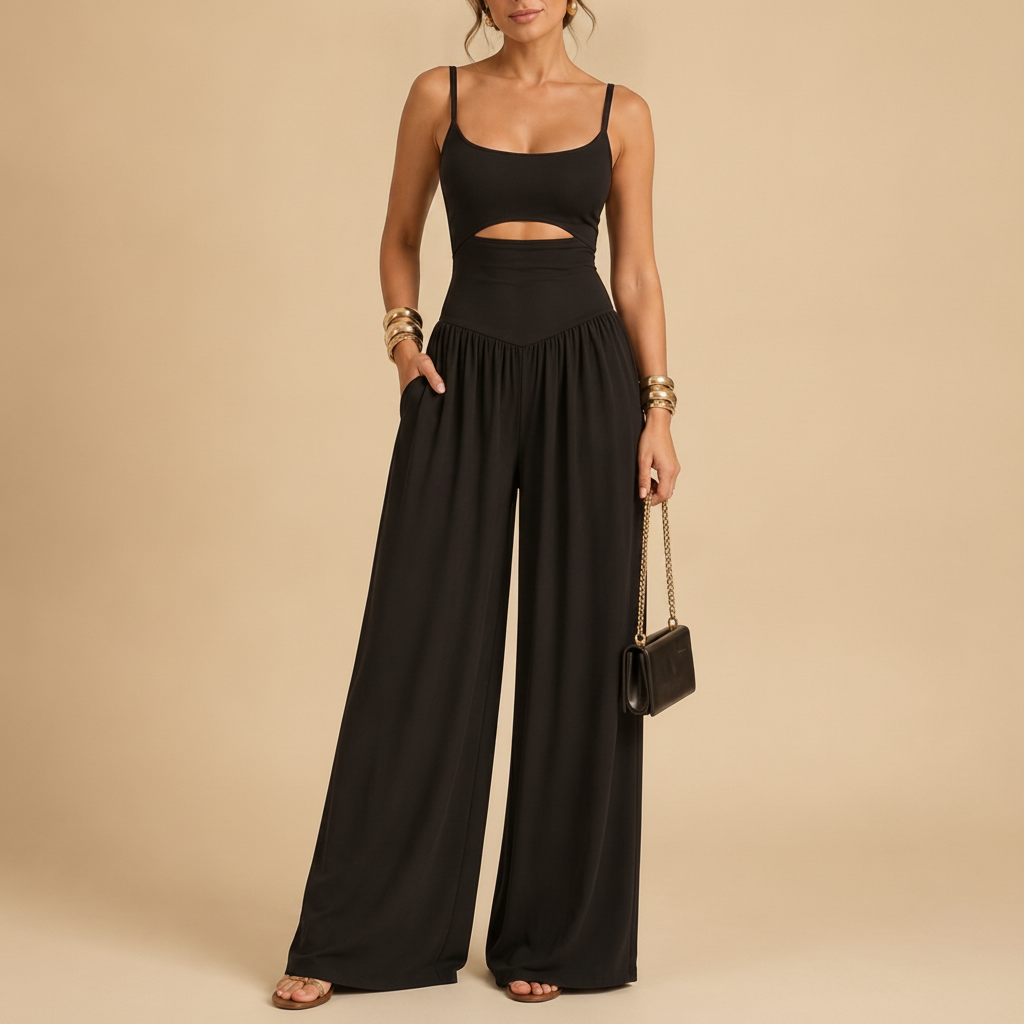 Sabine | Wide Leg Jumpsuit Casual Cut Out Tie Back