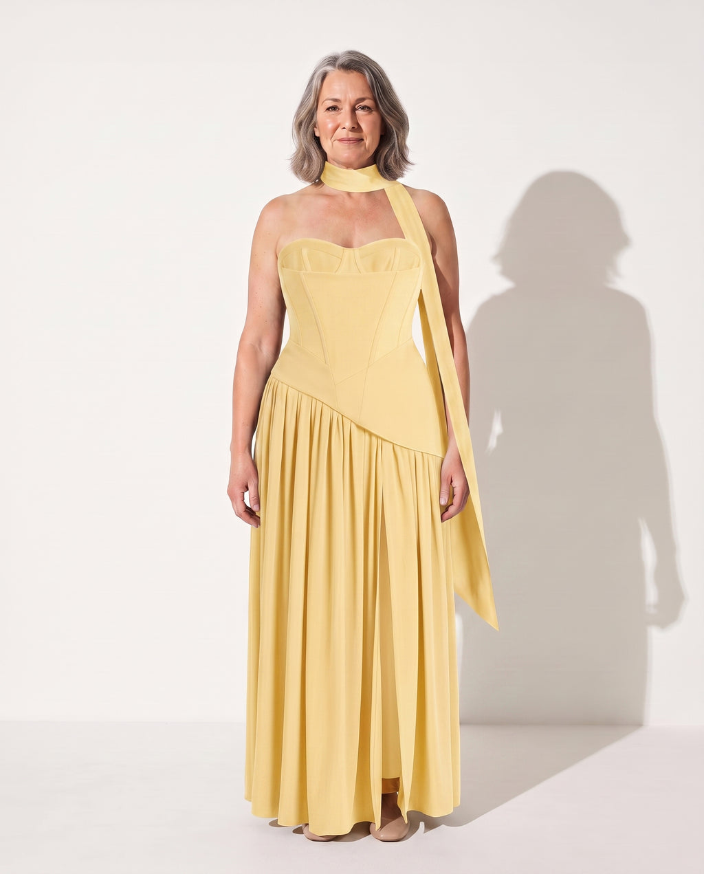 Floriane | Plus Size Special Occasion Dresses Corset Maxi — Butter Yellow
