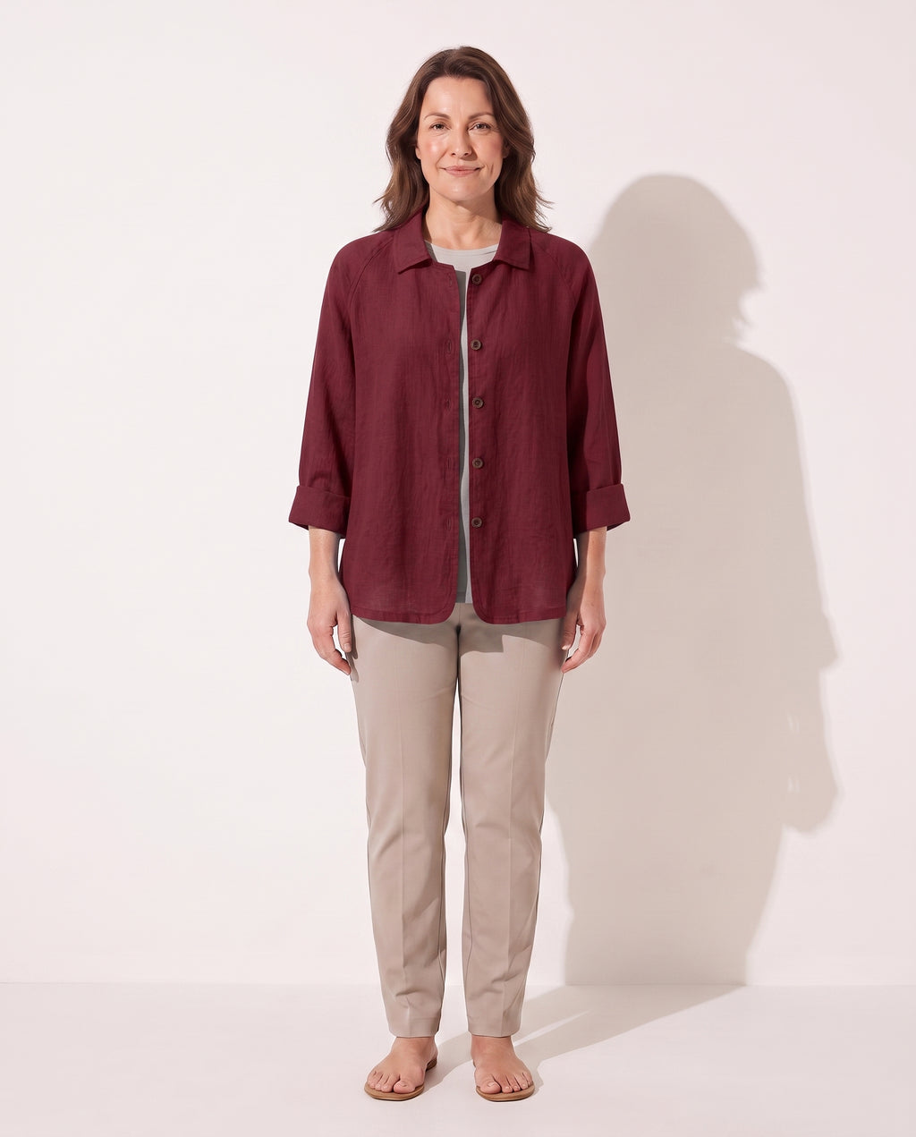 Henriette | Lightweight Button Front Jackets For Women — Crimson