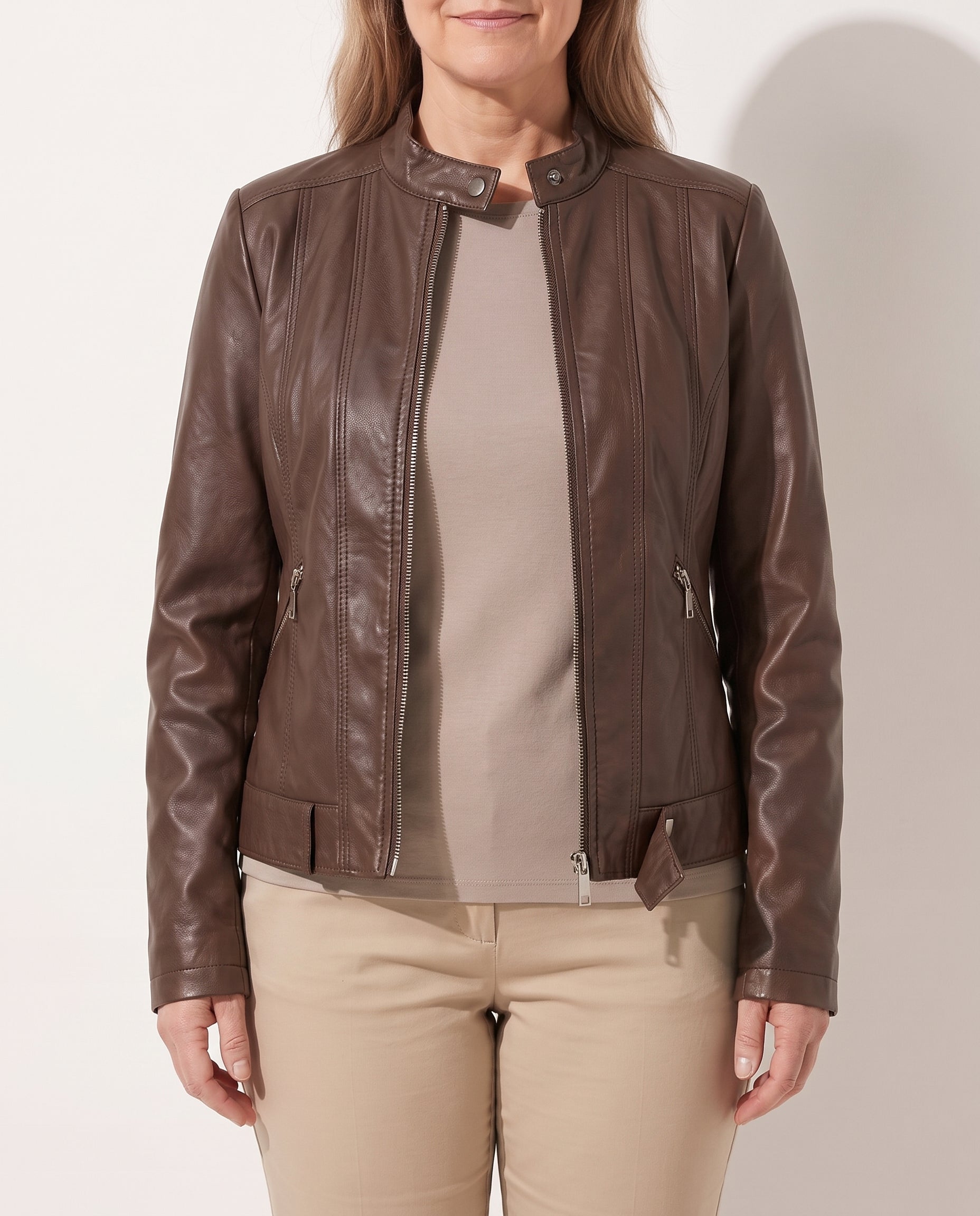 Katarina | Womens Motorcycle Jacket In Vegan Leather — detail