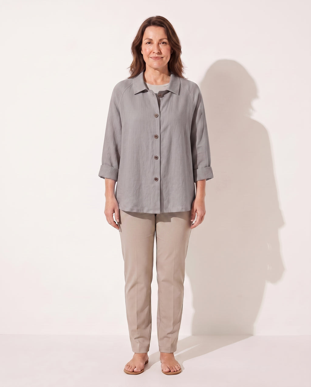 Henriette | Lightweight Button Front Jackets For Women — Grey