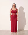 Edith | Red Lace Cut Out Maxi Dress Evening Occasion
