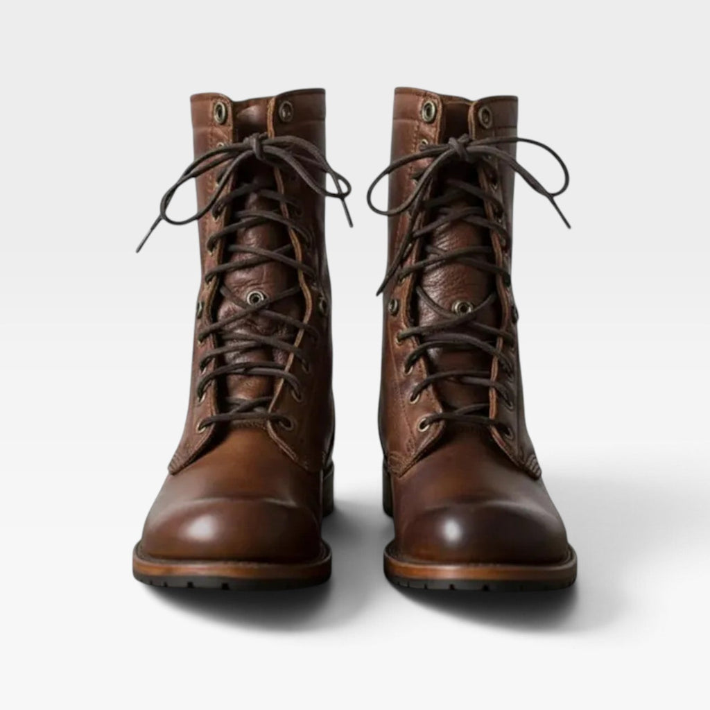 Rosalind | Black Brown Leather Lace Up Chelsea Combat Boots