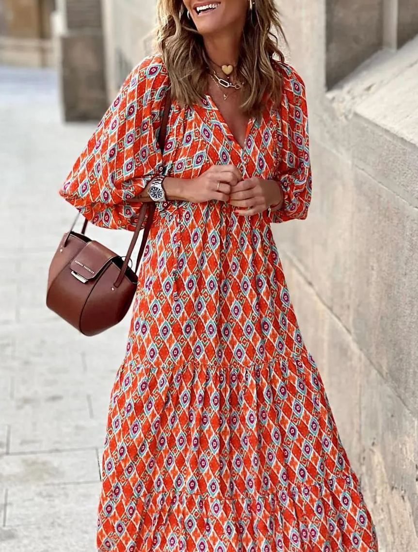 Oceane | Boho Floral Puff Sleeve Maxi Wedding Guest Dress