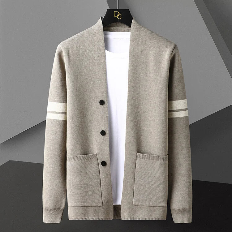 Verena | Chunky Cable Knit Cream Lightweight Cardigan Sweater — Khaki