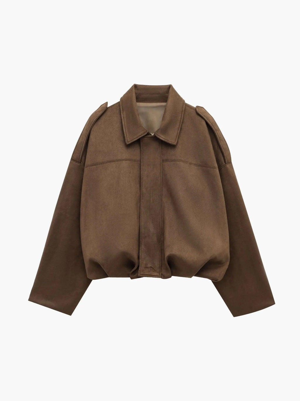 Oriane | Faux Suede Leather Fur Bomber Jacket For Women — Brown