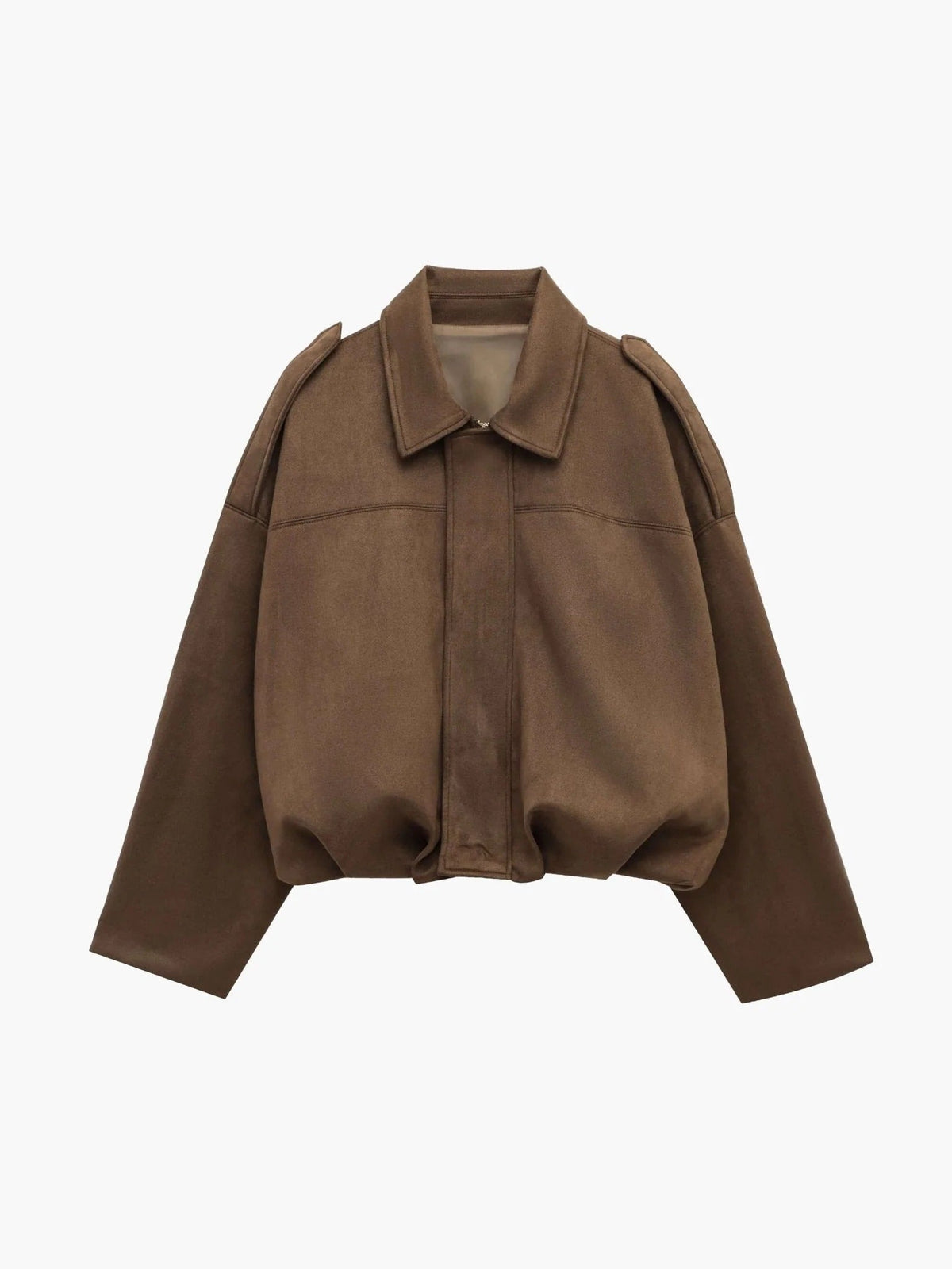 Oriane | Faux Suede Leather Fur Bomber Jacket For Women — Brown