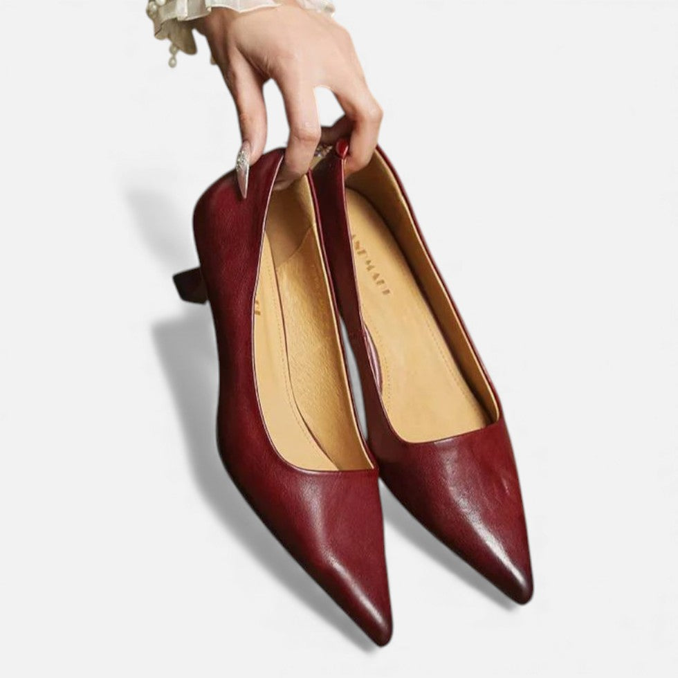 Lavinia | Silver Low Heel Pointed Pumps