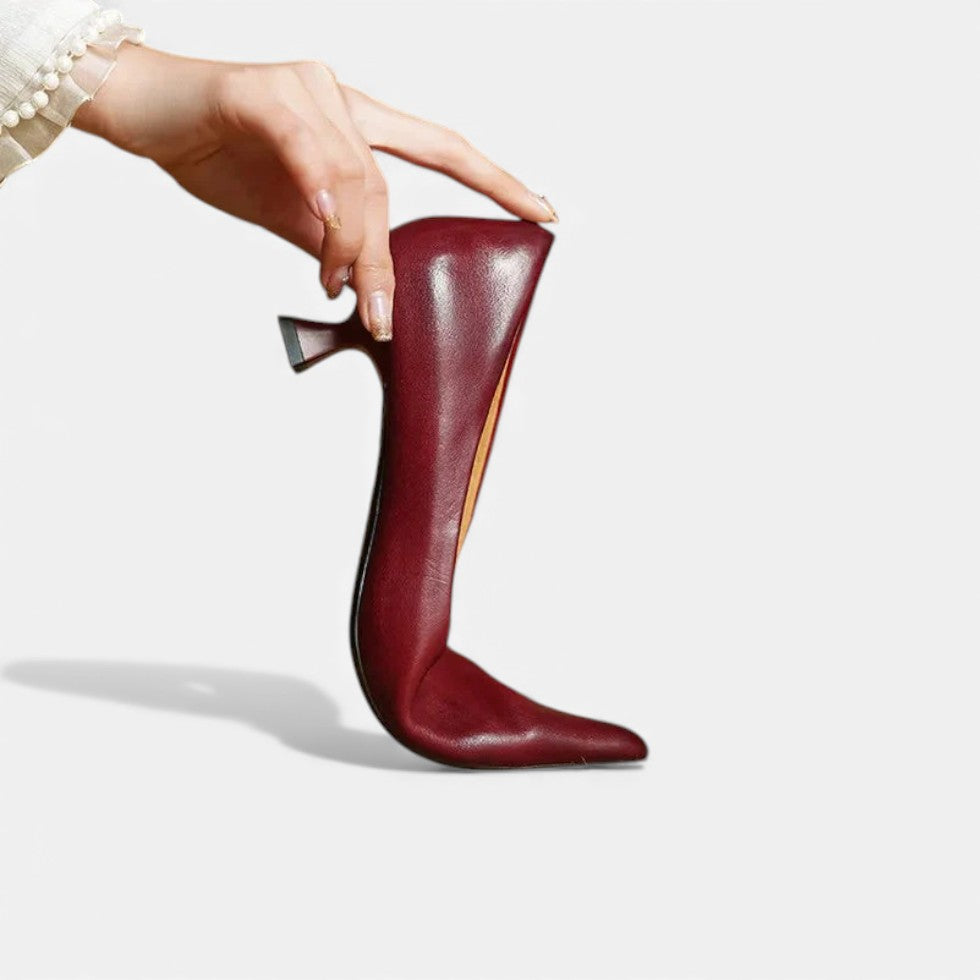 Lavinia | Silver Low Heel Pointed Pumps