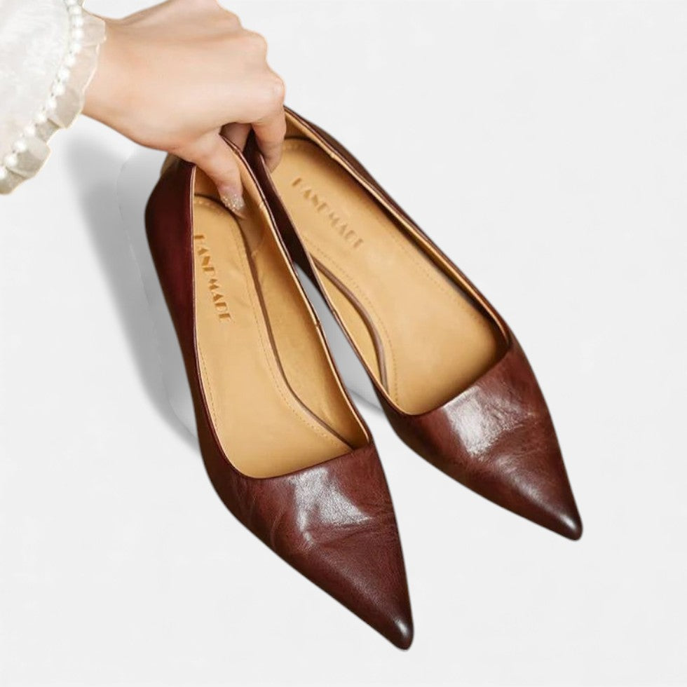 Lavinia | Silver Low Heel Pointed Pumps