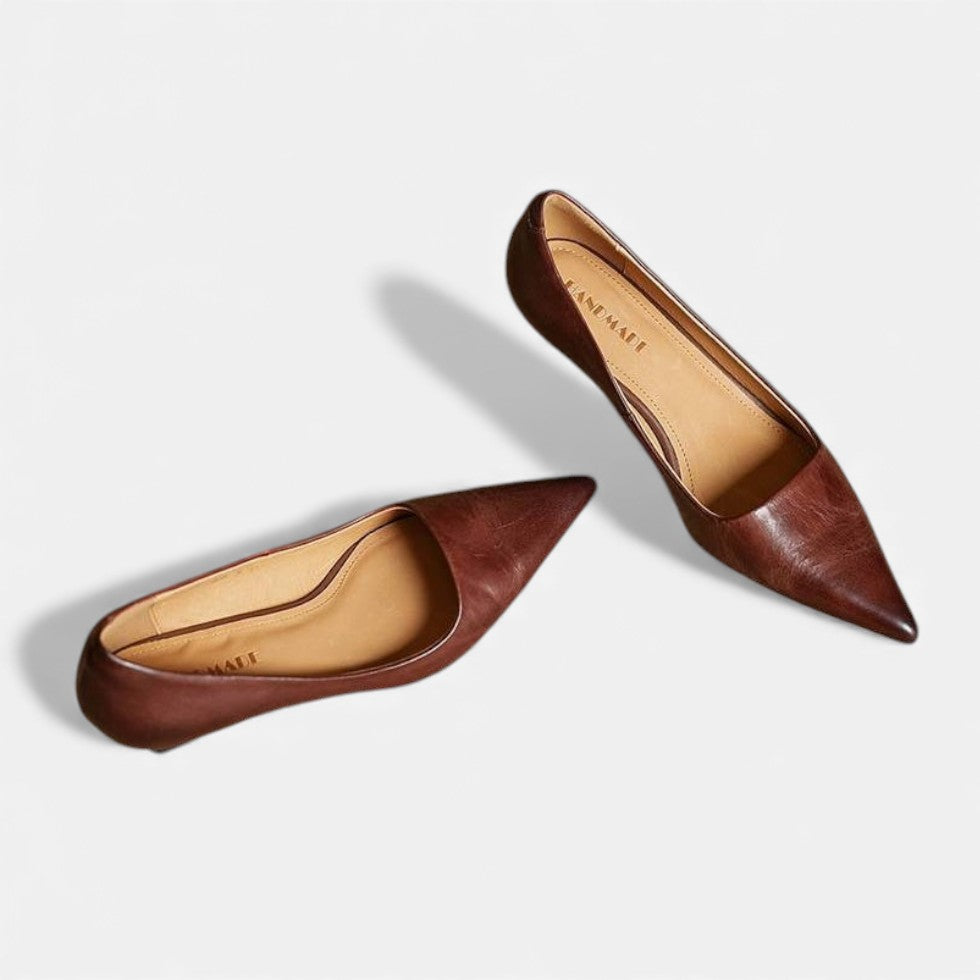 Lavinia | Silver Low Heel Pointed Pumps