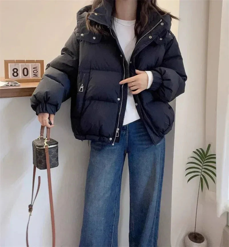 Wilhelmina | Black Hooded Puffer Jacket Coat With Fur Trim