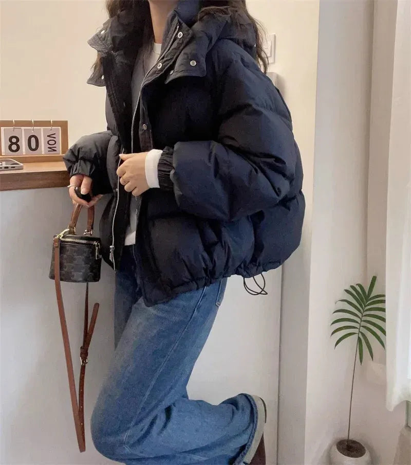 Wilhelmina | Black Hooded Puffer Jacket Coat With Fur Trim