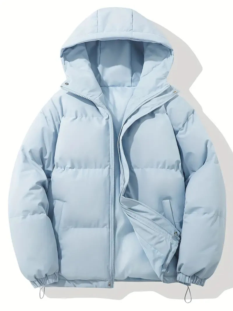 Manon | Oversized Puffer Jacket Coat With Hood Plus Size — Light Blue