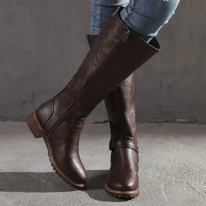 Vivienne | Black Leather Knee High Riding Boots
