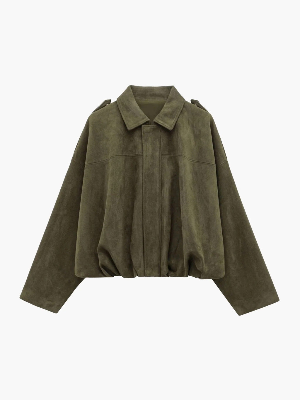 Oriane | Faux Suede Leather Fur Bomber Jacket For Women — Green