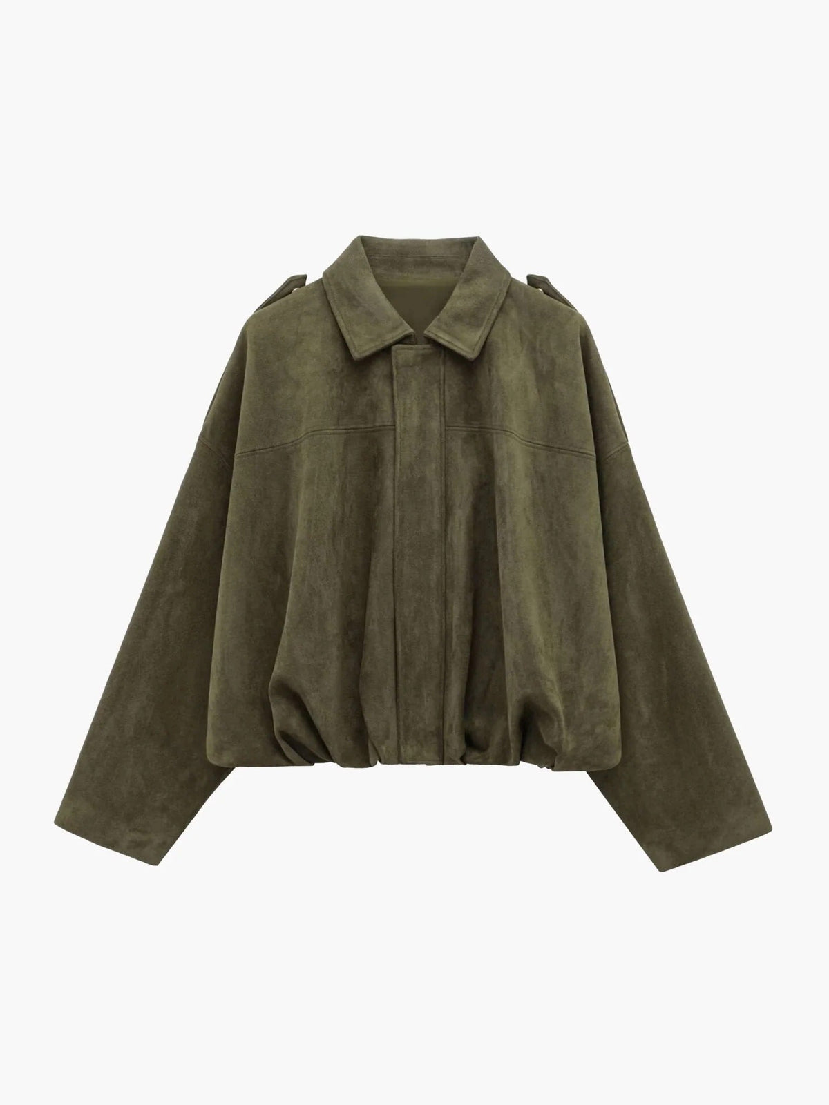 Oriane | Faux Suede Leather Fur Bomber Jacket For Women — Green