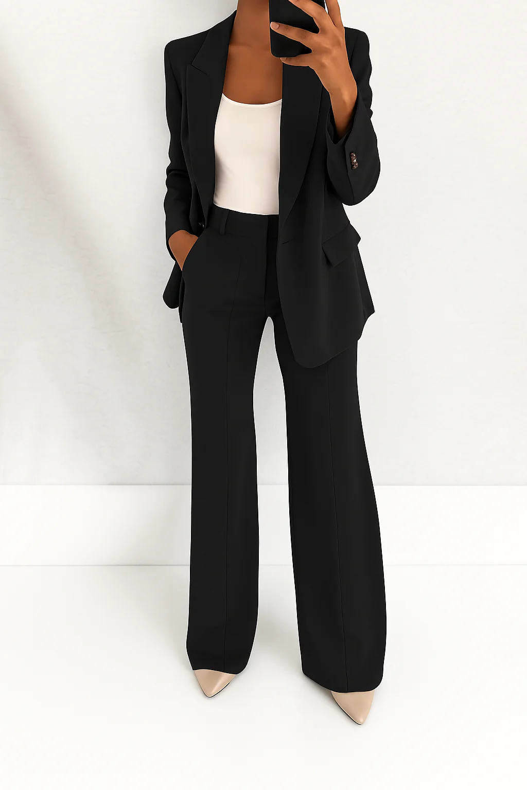 Yolanda | Black Velvet & Leather Winter Blazer