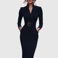Iliana | Women's Cocktail Dresses Bodycon Midi Long Sleeve
