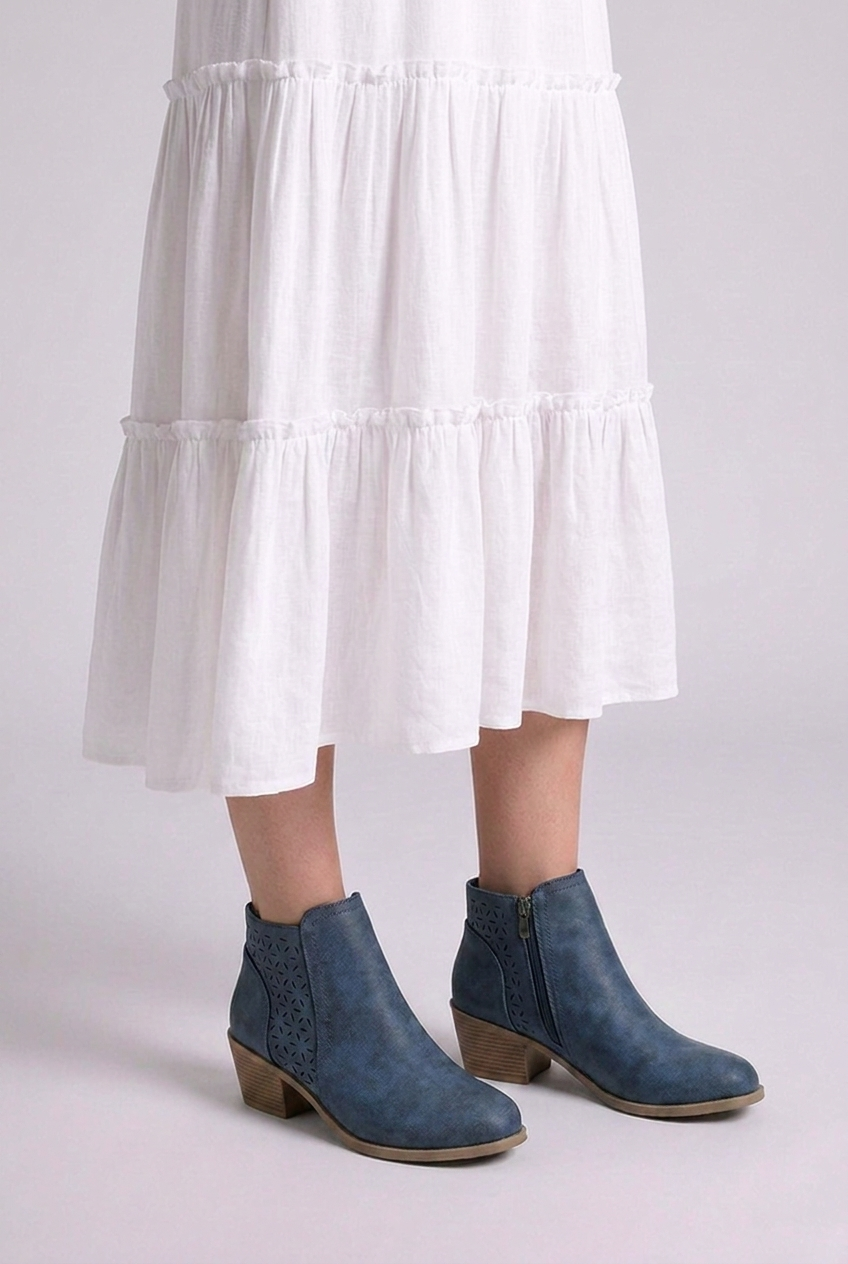 Ghislaine | Black Brown Leather Block Heel Ankle Boots