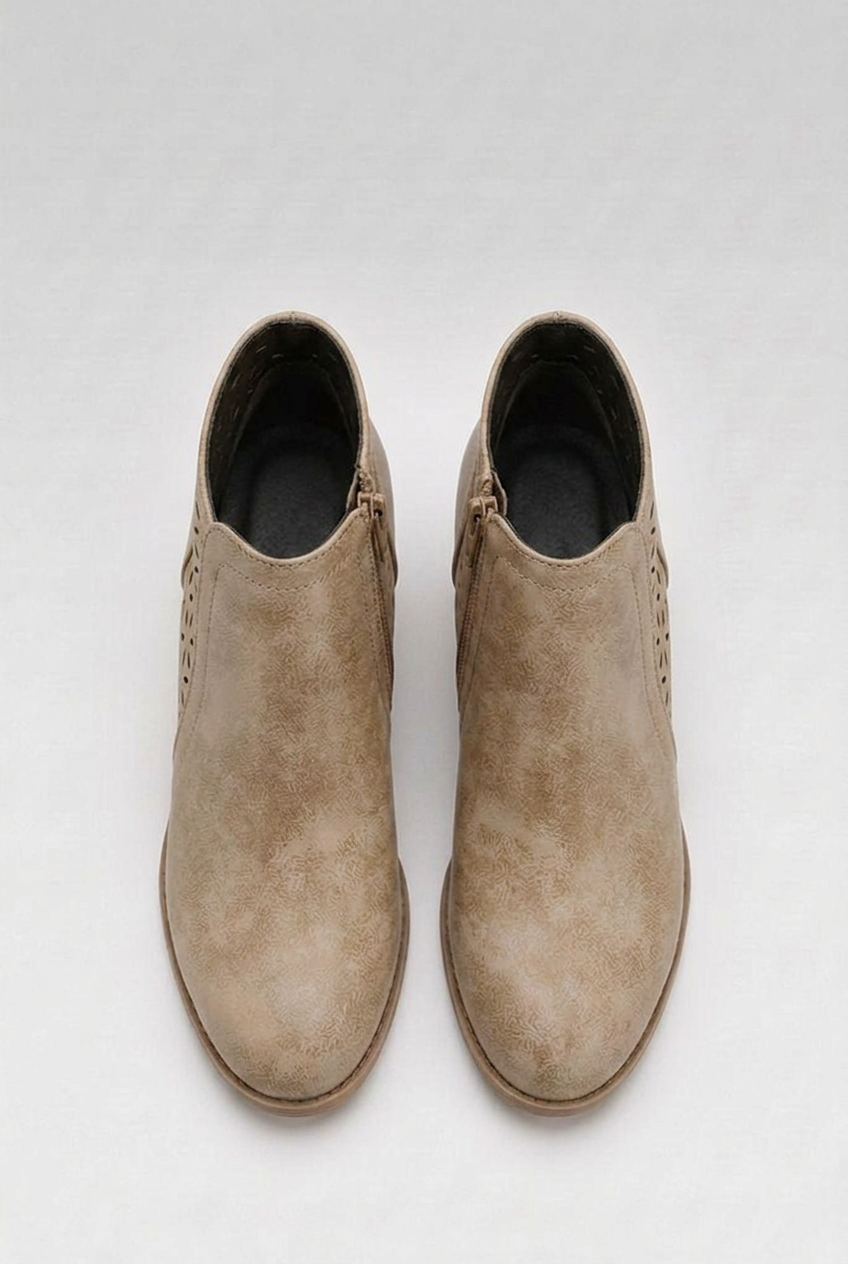 Ghislaine | Black Brown Leather Block Heel Ankle Boots